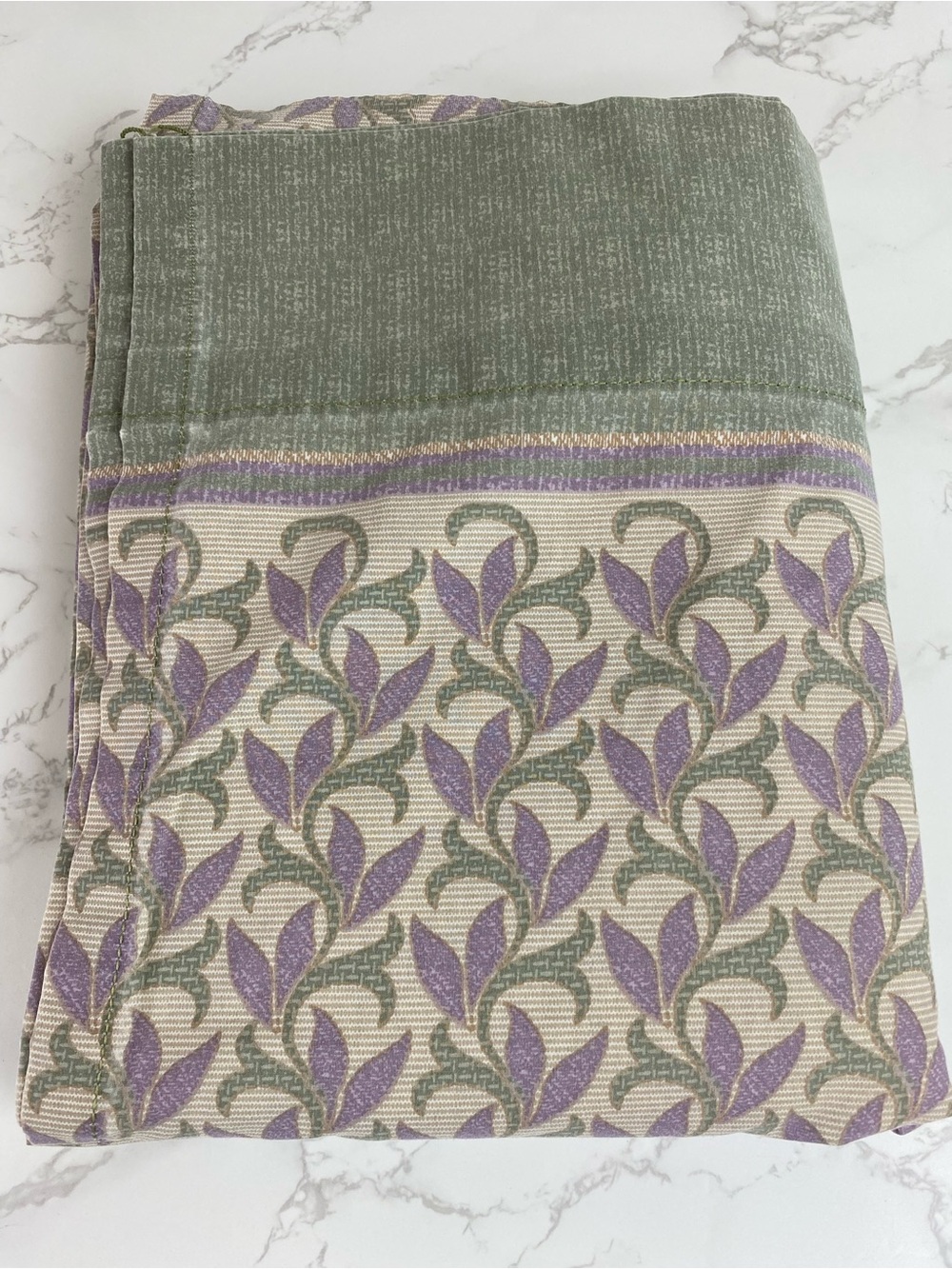 Vintage Springmaid floral leaf green and lavender full flat sheet